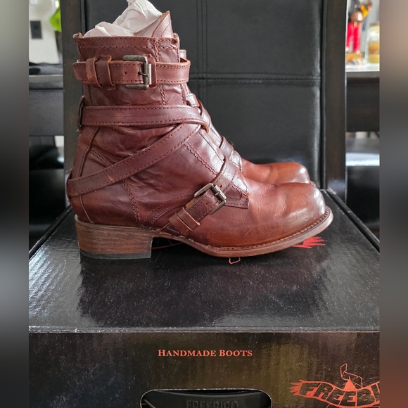 Freebird by Steven Chestnut Leather Ankle Booties